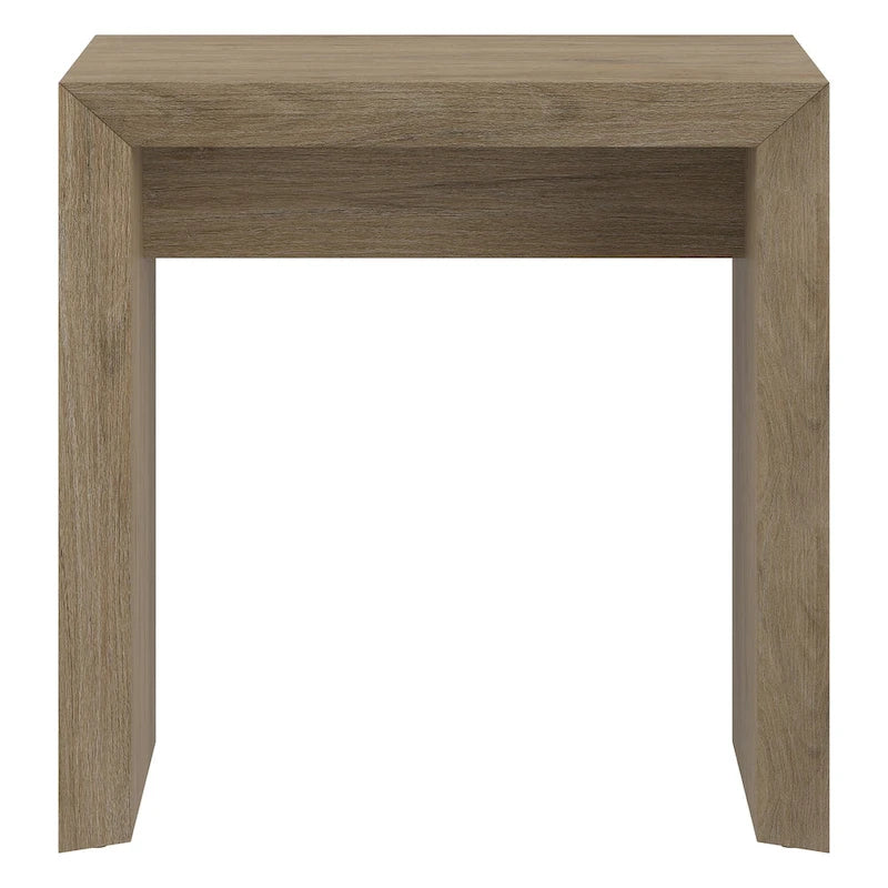 Table d'appoint rectangulaire de 56 cm de large – Chêne gris antique / Grain noir / Aulne blanc, piètement luge, montage par 1 personne
