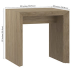 Table d'appoint rectangulaire de 56 cm de large – Chêne gris antique / Grain noir / Aulne blanc, piètement luge, montage par 1 personne