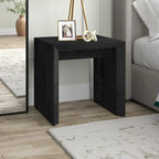 Table d'appoint rectangulaire de 56 cm de large – Chêne gris antique / Grain noir / Aulne blanc, piètement luge, montage par 1 personne