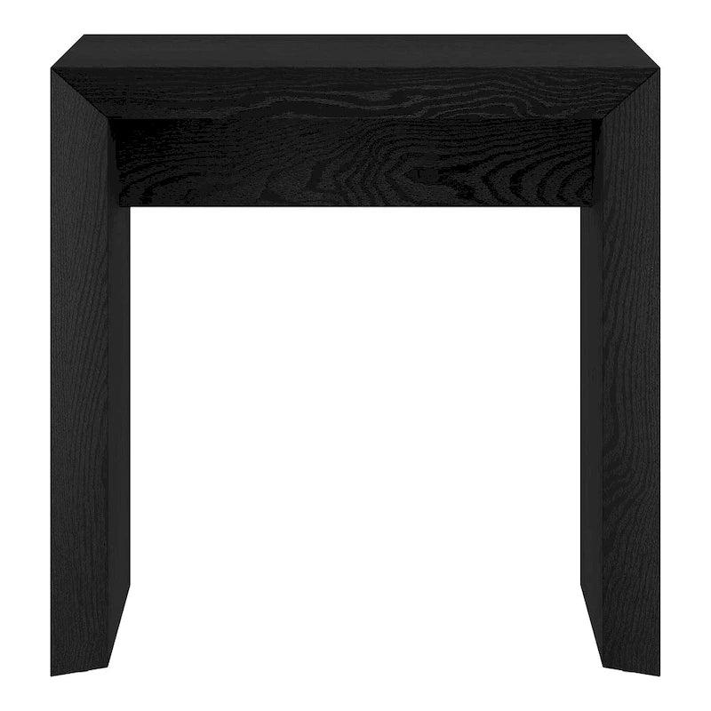 Table d'appoint rectangulaire de 56 cm de large – Chêne gris antique / Grain noir / Aulne blanc, piètement luge, montage par 1 personne