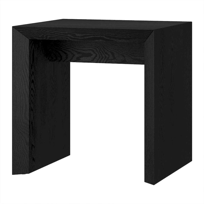 Table d'appoint rectangulaire de 56 cm de large – Chêne gris antique / Grain noir / Aulne blanc, piètement luge, montage par 1 personne