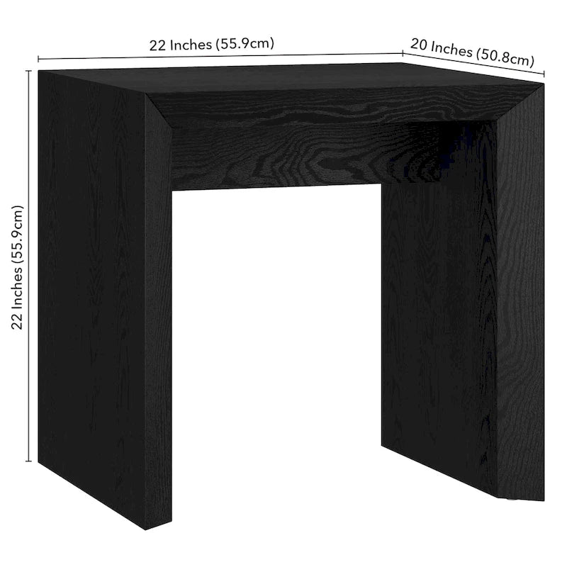 Table d'appoint rectangulaire de 56 cm de large – Chêne gris antique / Grain noir / Aulne blanc, piètement luge, montage par 1 personne