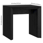 Table d'appoint rectangulaire de 56 cm de large – Chêne gris antique / Grain noir / Aulne blanc, piètement luge, montage par 1 personne