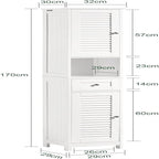Meuble de rangement haut et étroit blanc avec tiroirs et étagères