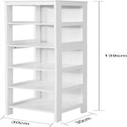 Meuble de rangement haut et étroit blanc avec tiroirs et étagères