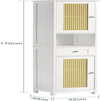 Meuble de rangement haut et étroit blanc avec tiroirs et étagères