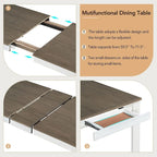 Ensemble de salle à manger extensible en bois naturel / marron+blanc, 6 à 8 places (7 pièces)