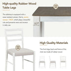 Ensemble de salle à manger extensible en bois naturel / marron+blanc, 6 à 8 places (7 pièces)