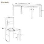 Ensemble de salle à manger extensible en bois naturel / marron+blanc, 6 à 8 places (7 pièces)