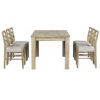 Ensemble de salle à manger extensible en bois naturel / marron+blanc, 6 à 8 places (7 pièces)
