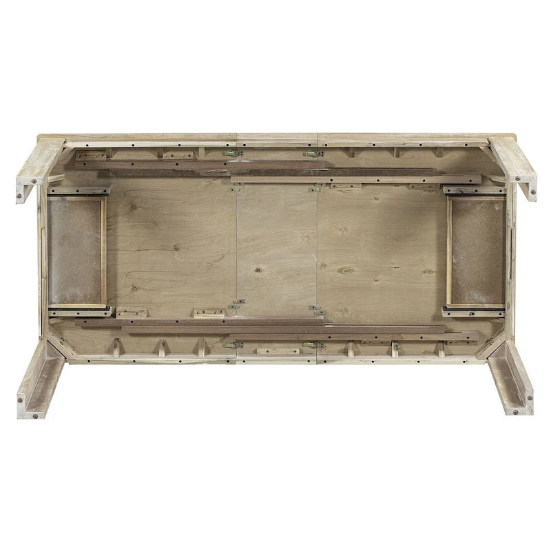 Ensemble de salle à manger extensible en bois naturel / marron+blanc, 6 à 8 places (7 pièces)