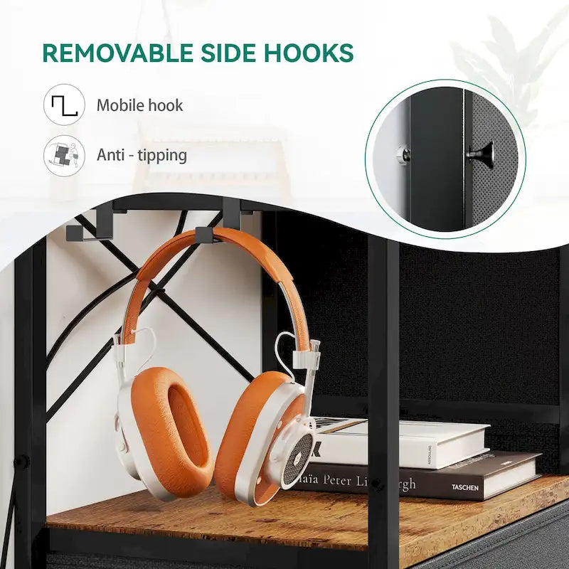 Commode à 7 tiroirs et console multimédia avec station de recharge – Gris/Noir, 1 personne