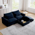 Canapé modulable en velours côtelé bleu / marron / vert avec pouf de rangement, pour 2 à 4 personnes