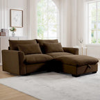 Canapé modulable en velours côtelé bleu / marron / vert avec pouf de rangement, pour 2 à 4 personnes