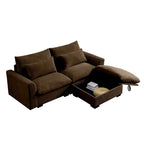 Canapé modulable en velours côtelé bleu / marron / vert avec pouf de rangement, pour 2 à 4 personnes