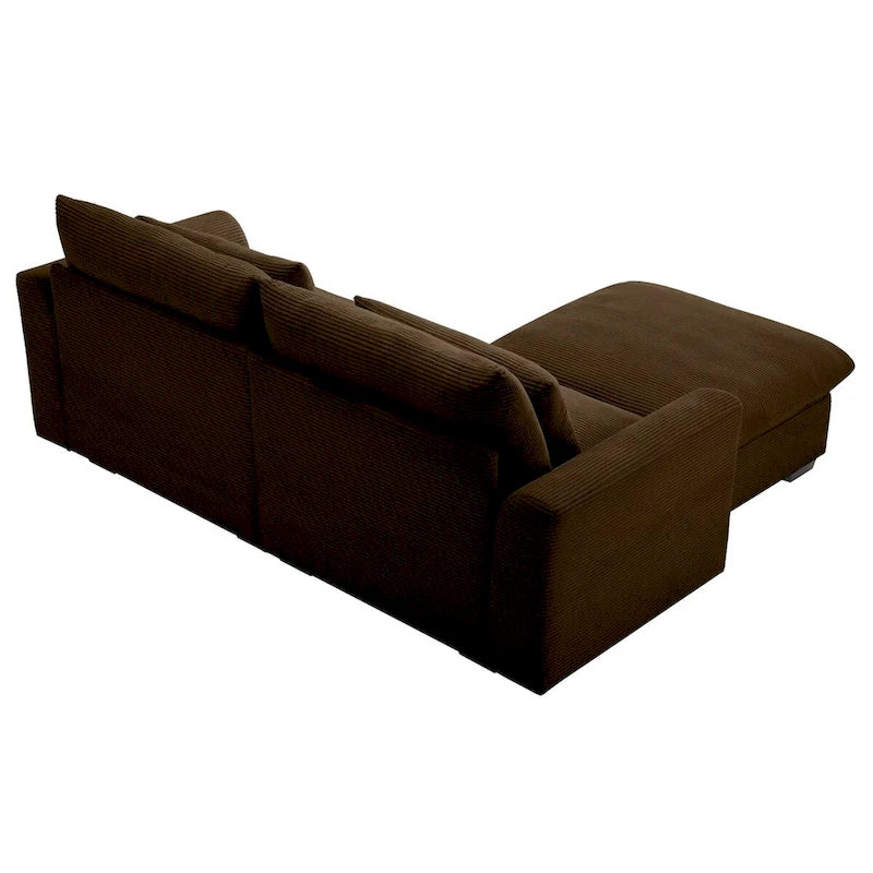 Canapé modulable en velours côtelé bleu / marron / vert avec pouf de rangement, pour 2 à 4 personnes