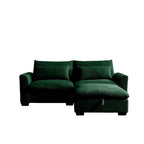 Canapé modulable en velours côtelé bleu / marron / vert avec pouf de rangement, pour 2 à 4 personnes