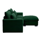 Canapé modulable en velours côtelé bleu / marron / vert avec pouf de rangement, pour 2 à 4 personnes