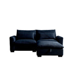 Canapé modulable en velours côtelé bleu / marron / vert avec pouf de rangement, pour 2 à 4 personnes
