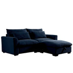Canapé modulable en velours côtelé bleu / marron / vert avec pouf de rangement, pour 2 à 4 personnes