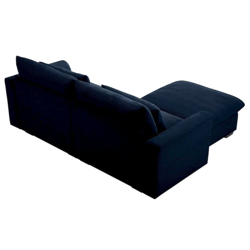 Canapé modulable en velours côtelé bleu / marron / vert avec pouf de rangement, pour 2 à 4 personnes