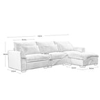 Canapé modulable en velours côtelé bleu / marron / vert avec pouf de rangement, pour 2 à 4 personnes