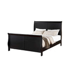 Cadre de lit Eastern King, design traîneau noir, 1 personne