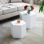 Ensemble de 2 tables basses et d'appoint gigognes, blanc/noir