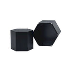 Ensemble de 2 tables basses et d'appoint gigognes, blanc/noir