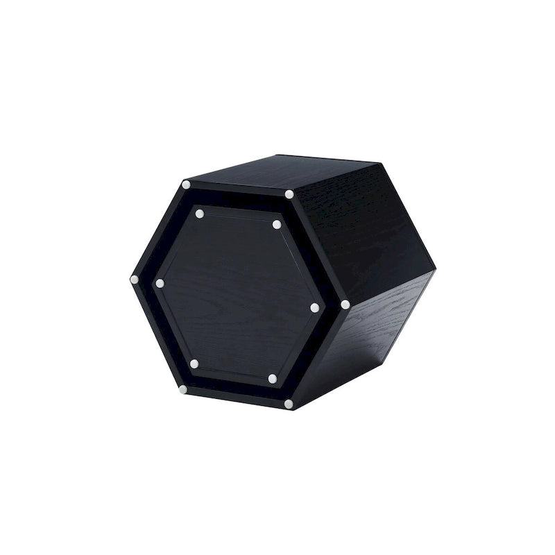 Ensemble de 2 tables basses et d'appoint gigognes, blanc/noir