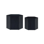 Ensemble de 2 tables basses et d'appoint gigognes, blanc/noir