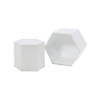 Ensemble de 2 tables basses et d'appoint gigognes, blanc/noir