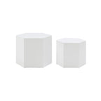 Ensemble de 2 tables basses et d'appoint gigognes, blanc/noir