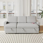 Canapé-lit d'angle escamotable de 217,9 cm avec rangement et port USB, noir/beige/gris, 3-4 places
